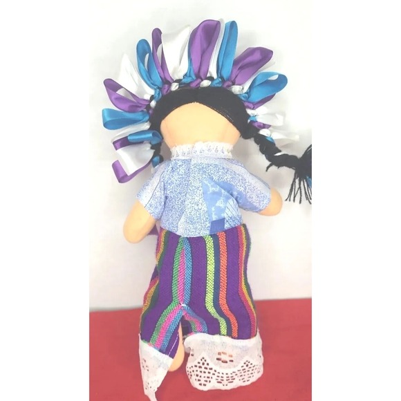 Authentic Mexican Rag Doll Handmade Traditional Rag Doll Marías 9" Purple - Picture 7 of 9